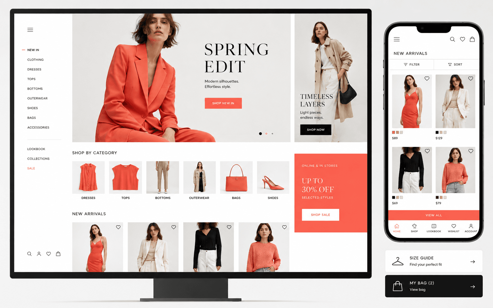 Mẫu website thời trang nữ lookbook với bộ sưu tập, wishlist và catalogue quần áo