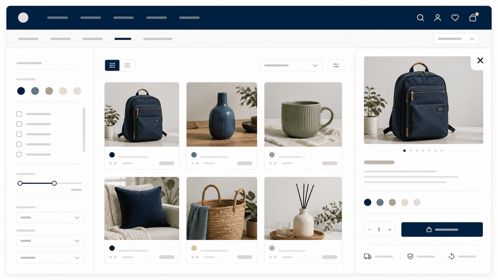 Danh mục và bộ lọc của một website bán hàng
