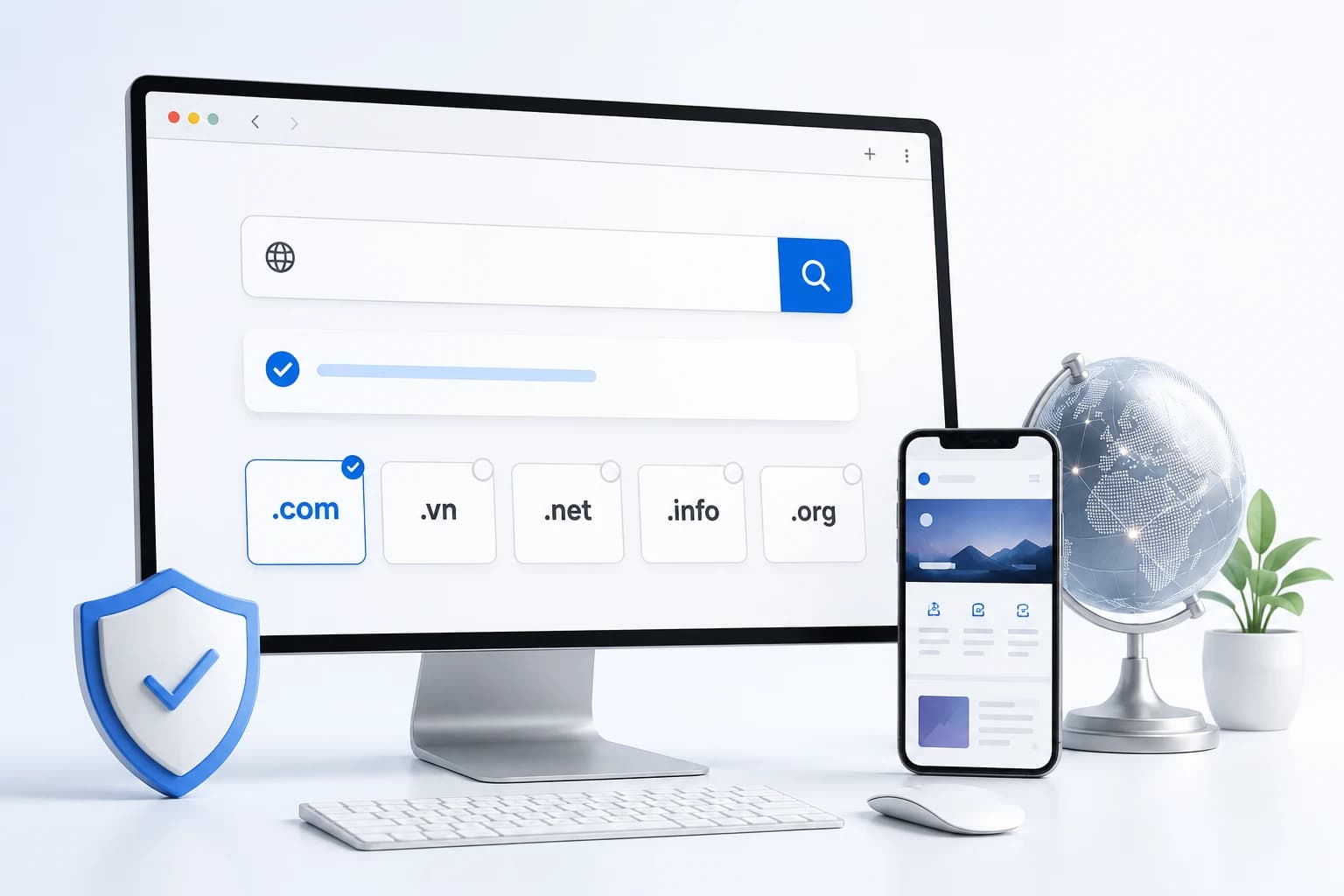 Minh hoạ dịch vụ đăng ký tên miền domain giá rẻ