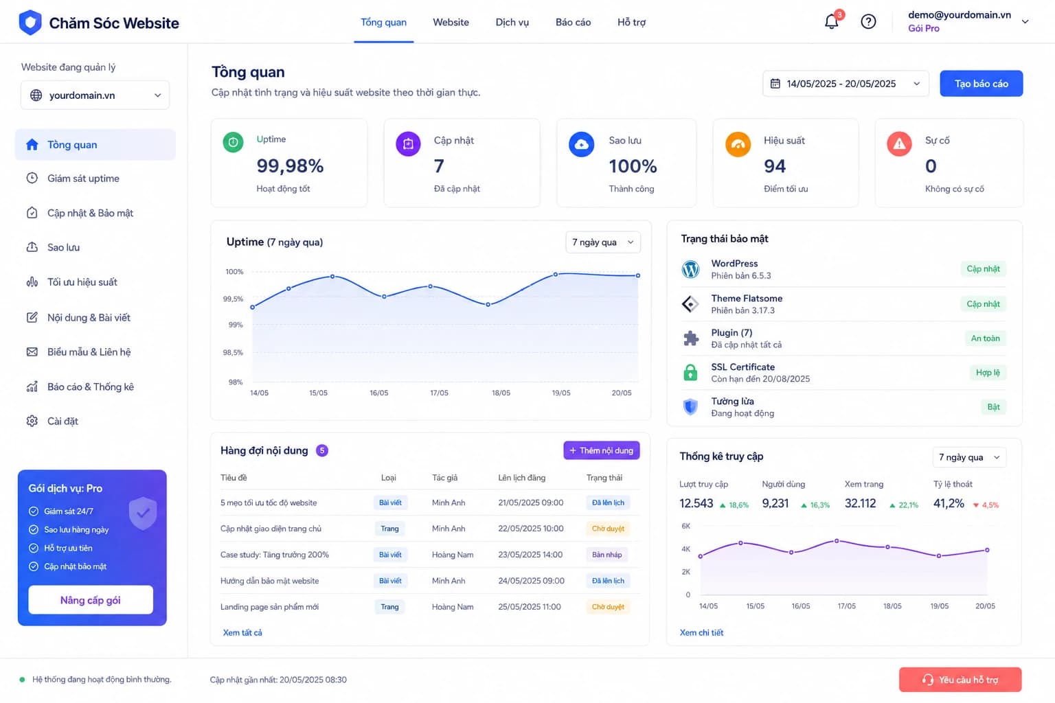 Chăm sóc Website — giao diện responsive