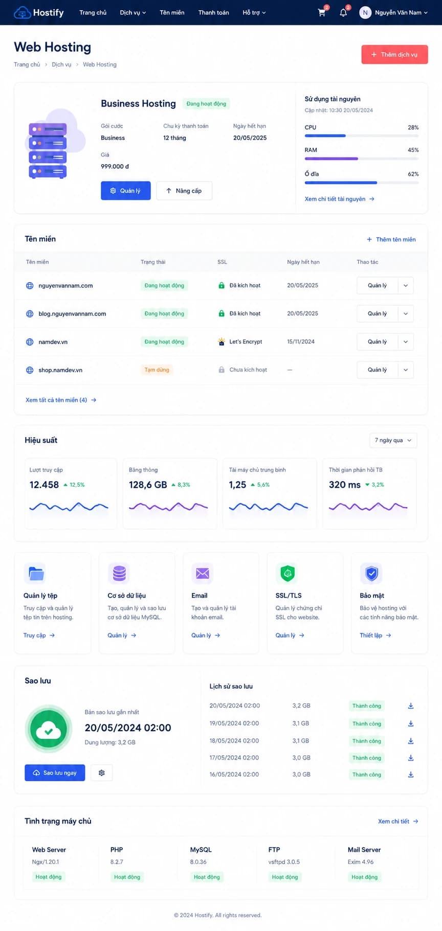 Web Hosting — giao diện responsive