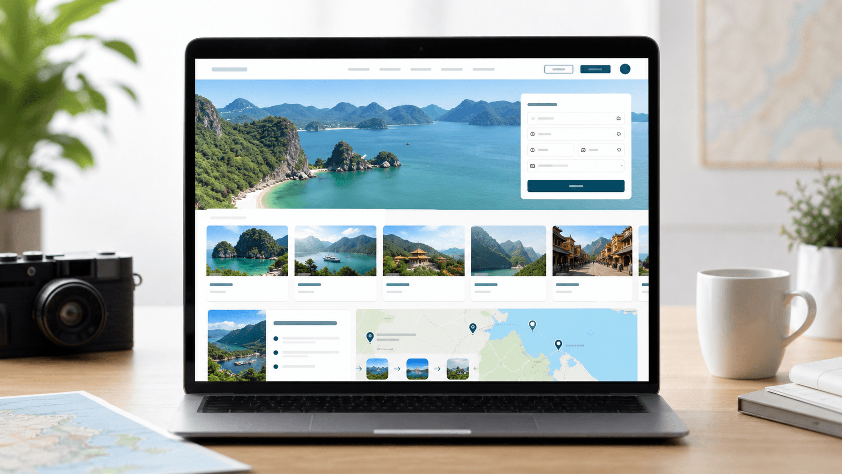 Giao diện website du lịch có tìm tour và điểm đến