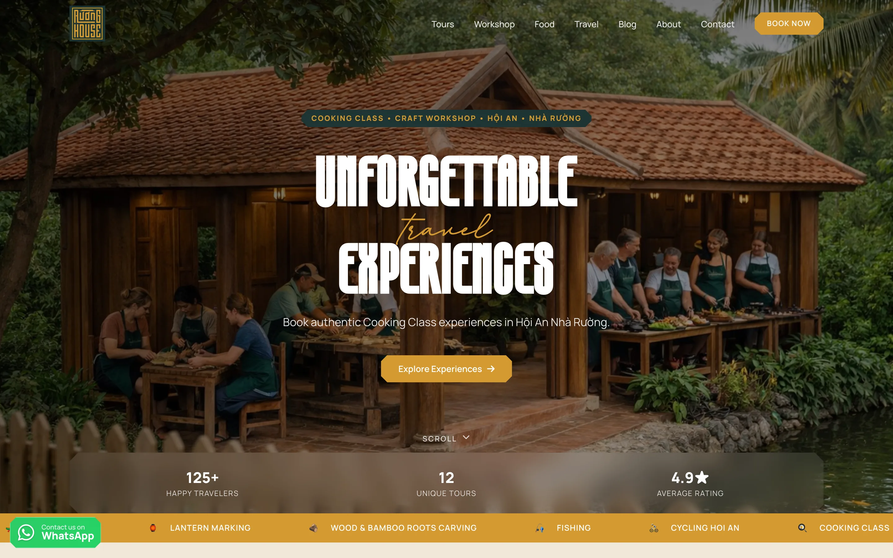 Website Ruong House — lớp học nấu ăn tại Hội An